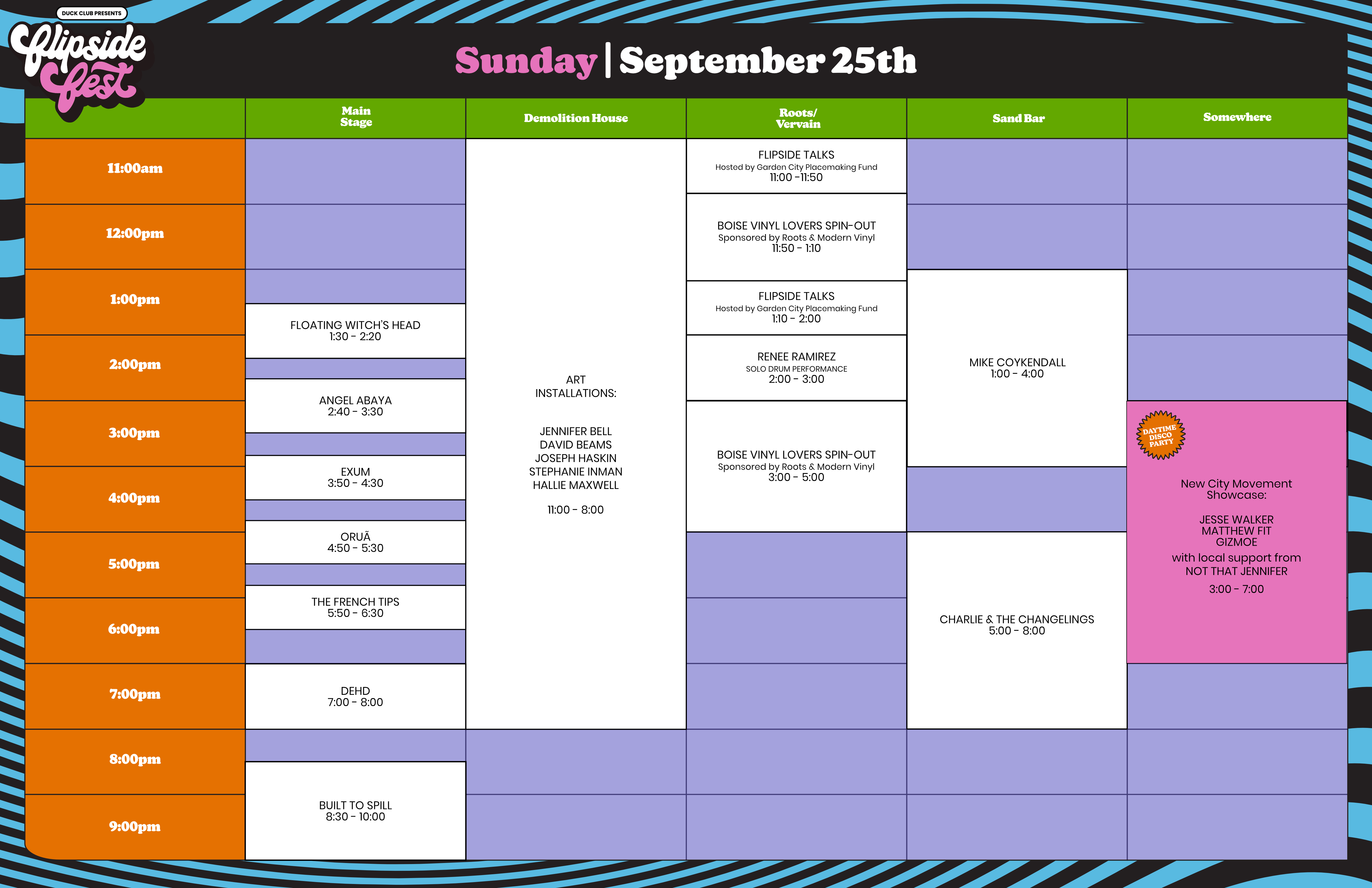 Sunday Flipside Fest Schedule Built to Spill, Dehd